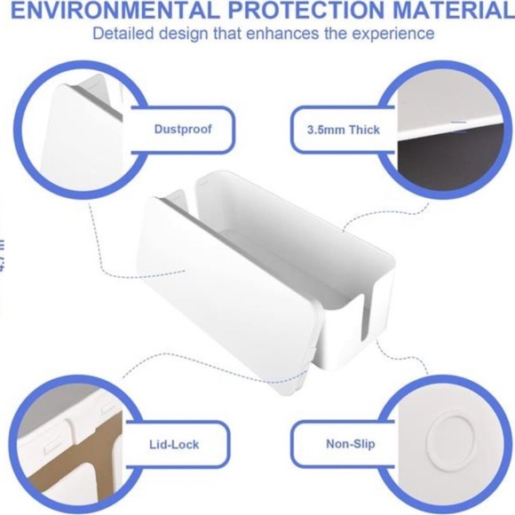 Cable Organizer Box Set of Three,Power Cover Cord Holder SurgeProtector for Desk - Picture 3 of 7